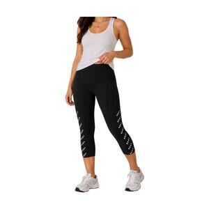 DKNY Sport Black Logo High Waist Leggings With Pockets L NWT Gymcore Sporty